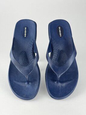 Okabashi Splash Navy Blue Wedge Flip Flop Sandals Size ML 8-9